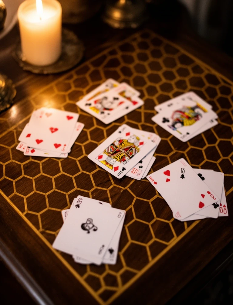 Cards laid out on the hive table